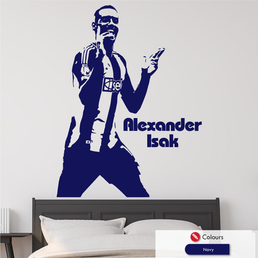 Alexander Isak goal celebration wall art decal in navy