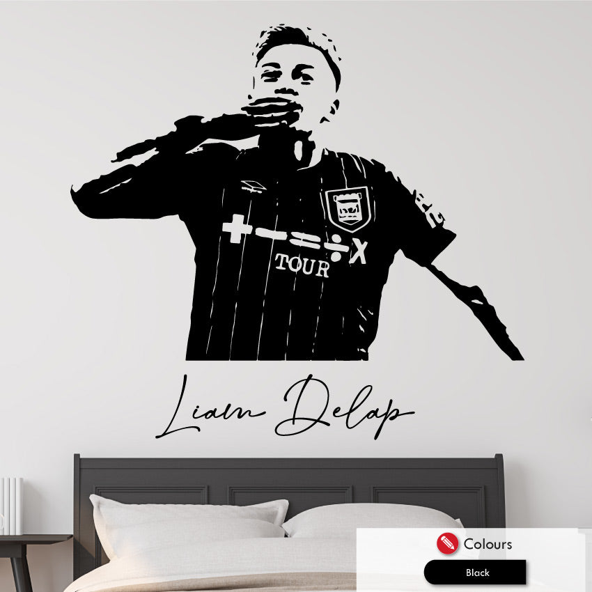 Liam Delap Football wall art sticker in Black