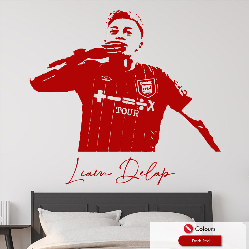 Liam Delap Football wall art sticker in Dark Red