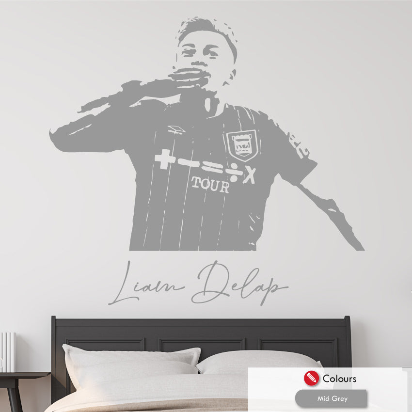 Liam Delap Football wall art sticker in Mid Grey