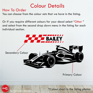 
            
                Load image into Gallery viewer, Racing Car Personalised Wall Art Sticker
            
        