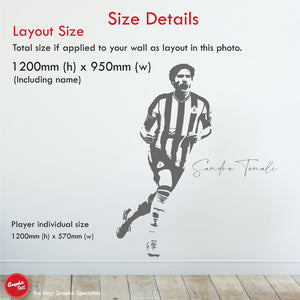 Sandro Tonali Newcastle Footballer Wall Sticker Size details 1200x950mm