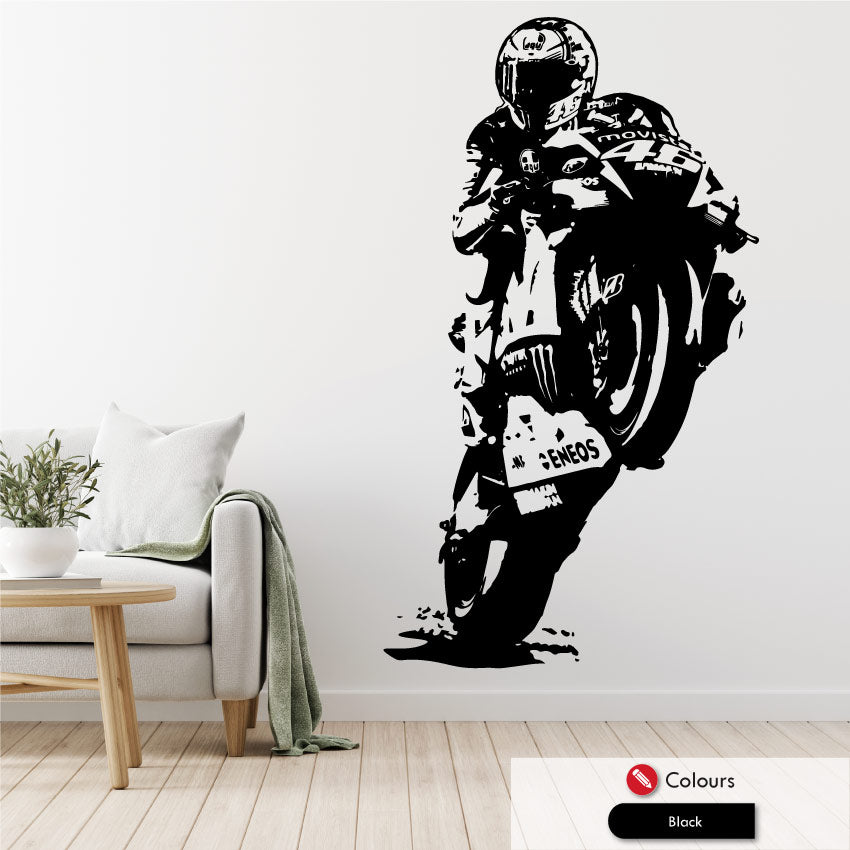 Superbike Wall Art Decal Rossi Pulling a Wheelie