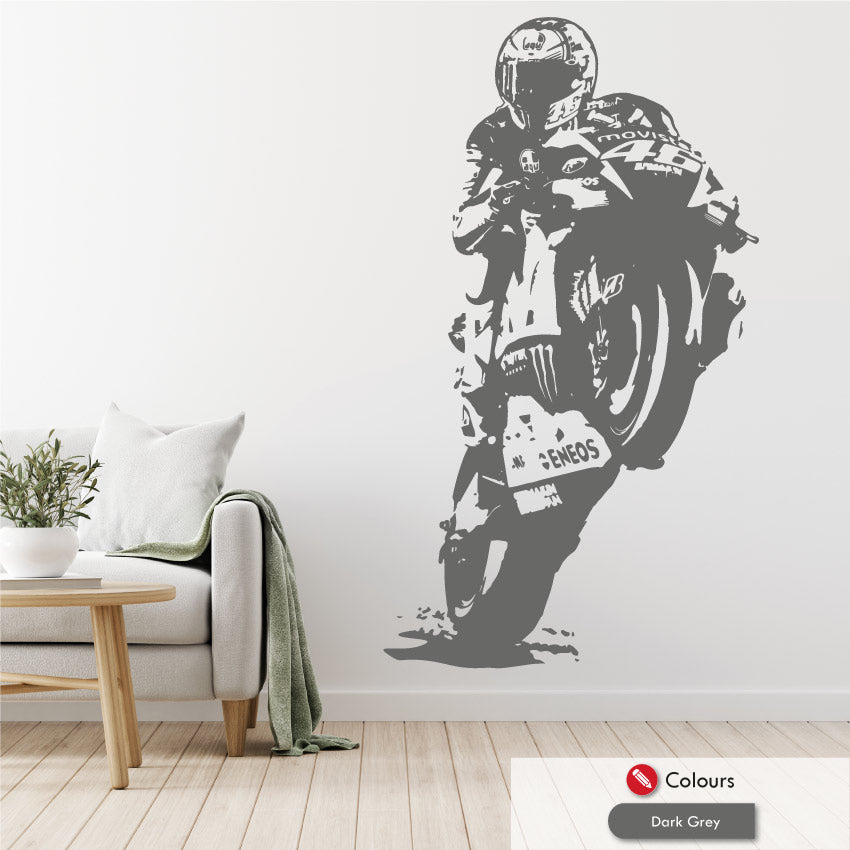 Superbike Wall Art Decal Rossi Pulling a Wheelie