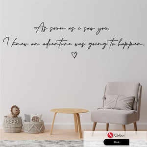 Winnie the pooh "As soon as i saw you" kids wall sticker quote