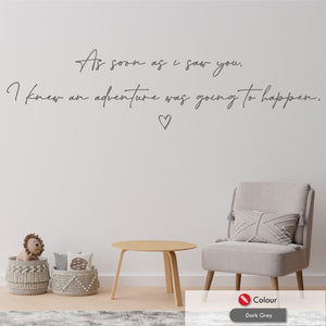 Winnie the pooh "As soon as i saw you" kids wall sticker quote