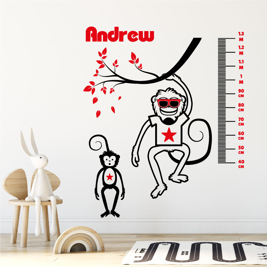 
            
                Load image into Gallery viewer, Animal Height Chart Wall Sticker Black &amp;amp; Red
            
        
