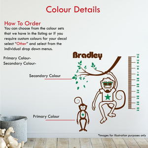 Animal Height Chart Wall Sticker Colour Details
