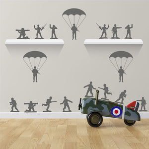 Army Toy Men Wall Stickers Dark Grey