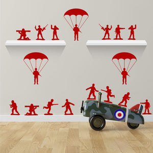 Army Toy Men Wall Stickers Red