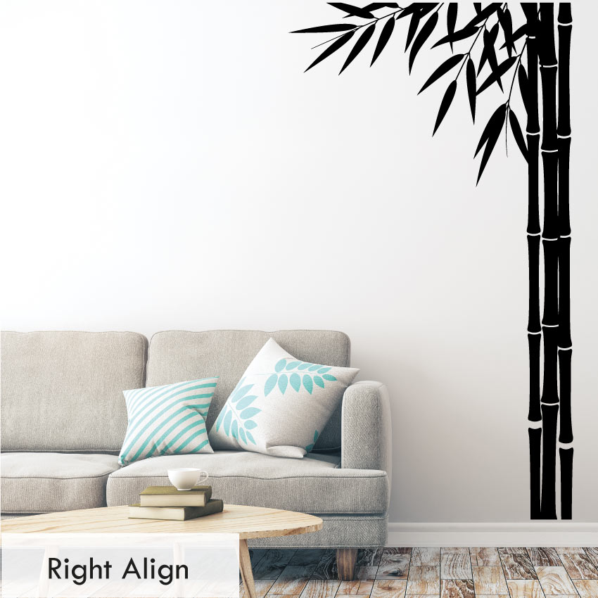
            
                Load image into Gallery viewer, Bamboo Large Wall Art Decal Black Right Align
            
        