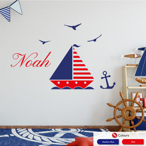 
            
                Load image into Gallery viewer, Sailing Boat Personalised Wall Sticker
            
        