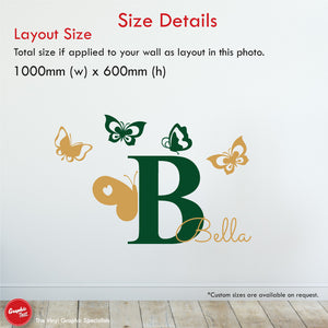 
            
                Load image into Gallery viewer, Butterflies personalised wall decal size details
            
        