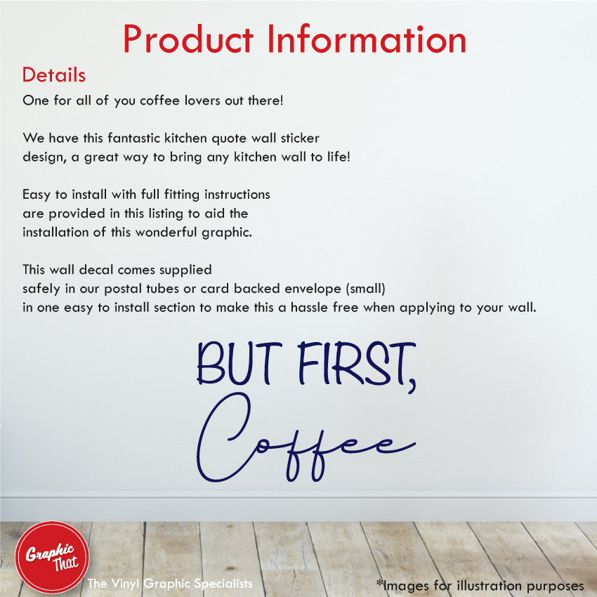 but first coffee wall sticker quote product information