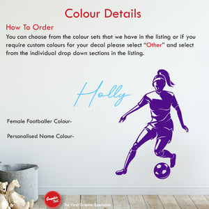 Girls football personalised wall decal colour details