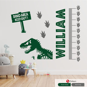 Dinosaur Personalised Height Chart Wall Sticker
