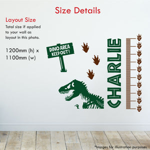 Dinosaur Personalised Height Chart Wall Sticker