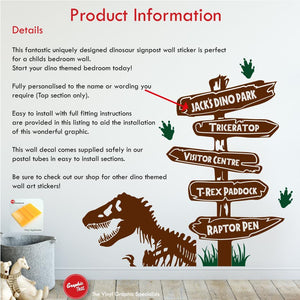 
            
                Load image into Gallery viewer, Dinosaur Signpost Personalised Wall Sticker
            
        