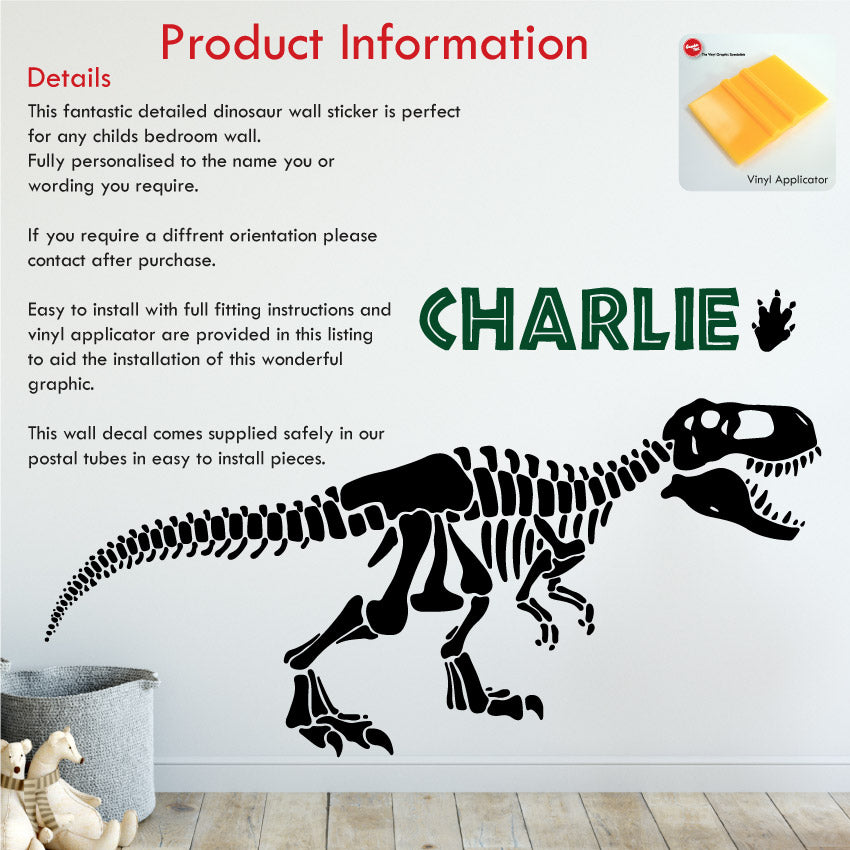 
            
                Load image into Gallery viewer, Dinosaur Skeleton Personalised Wall Art Sticker
            
        