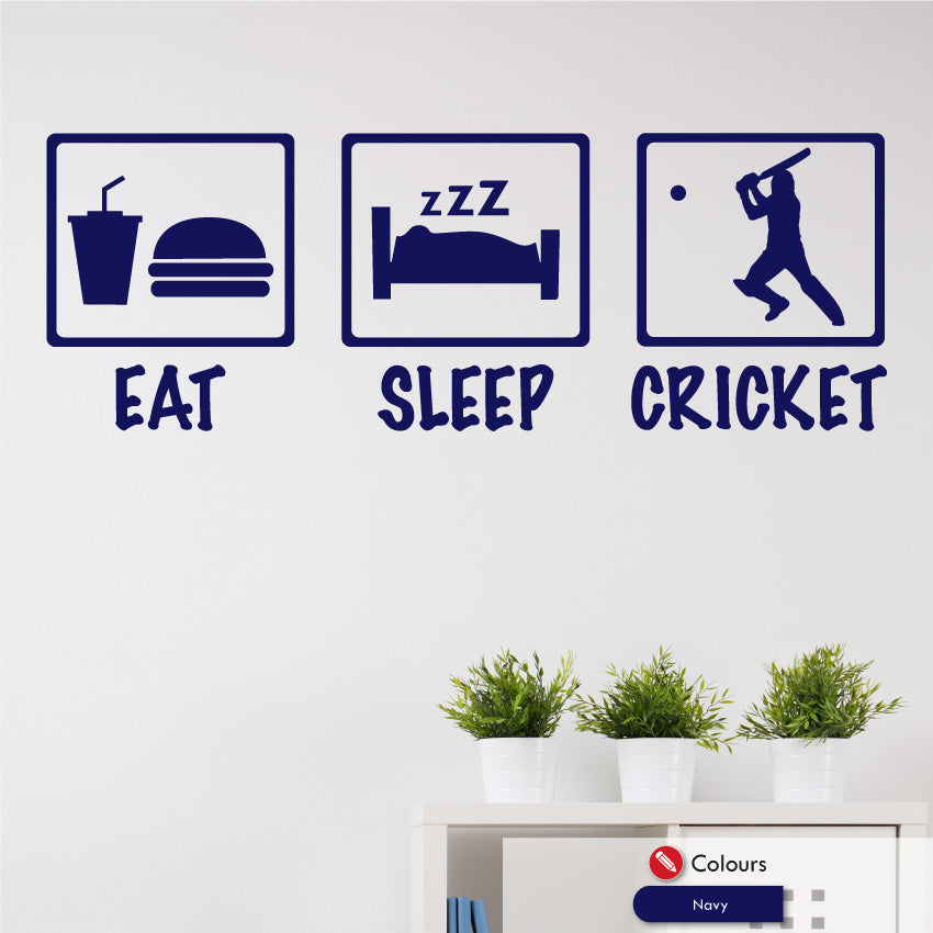 
            
                Load image into Gallery viewer, Eat Sleep Cricket Wall Art Decal
            
        