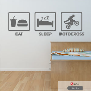 
            
                Load image into Gallery viewer, Eat Sleep Motocross Wall Art Sticker
            
        