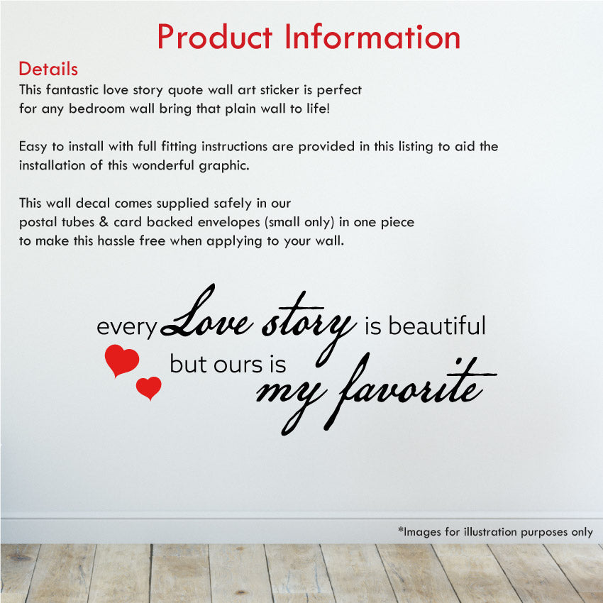 Love Story Bedroom Quote Wall Art Sticker