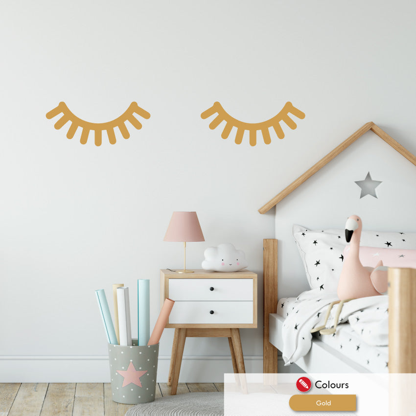 
            
                Load image into Gallery viewer, eyelashes nursery wall sticker decal gold
            
        