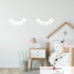 eyelashes nursery wall sticker decal white