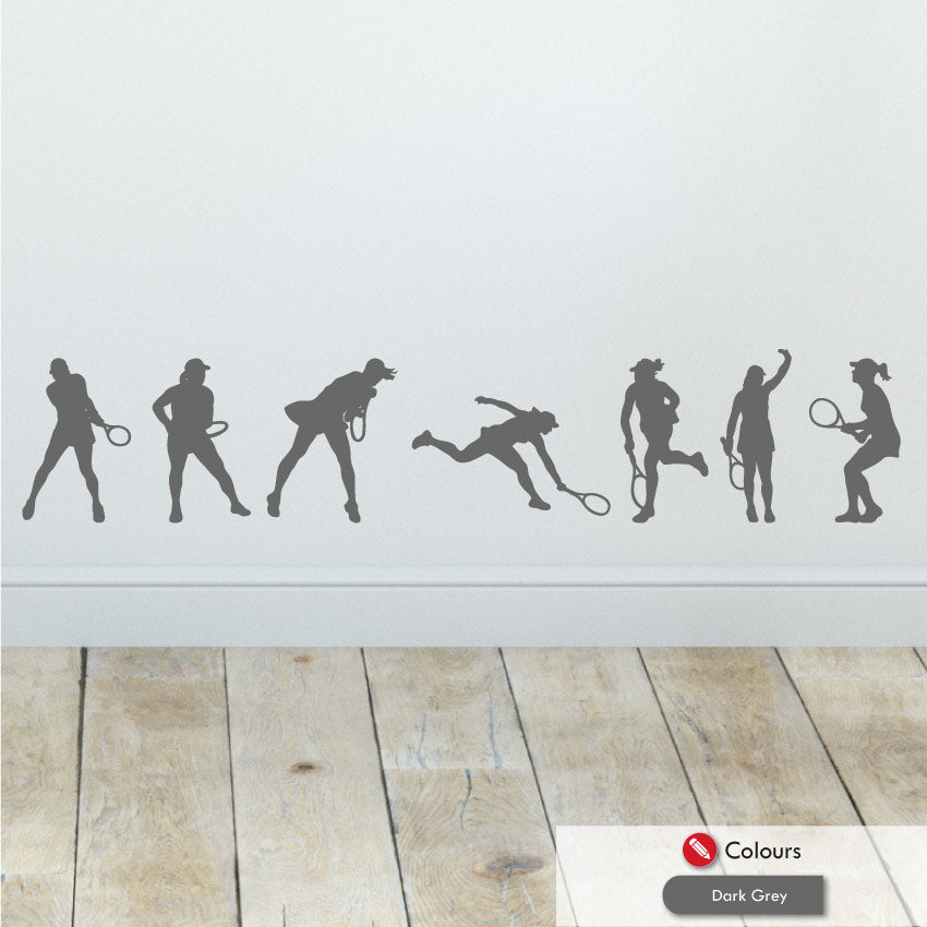 Female Tennis Bedroom Wall Art Decals Dark Grey