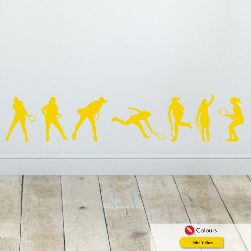 
            
                Load image into Gallery viewer, Female Tennis Bedroom Wall Art Decals Mid Yellow
            
        
