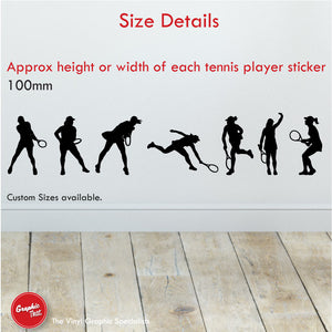 Female Tennis Bedroom Wall Art Decals Size 100mm Height