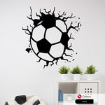 Football large wall decal cracking through the wall