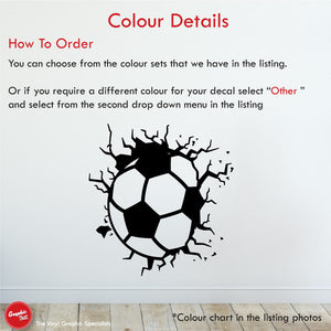 
            
                Load image into Gallery viewer, Football large wall decal cracking through the wall colour details
            
        