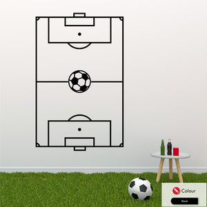 Football Pitch Sports Bedroom Wall Art Sticker Black