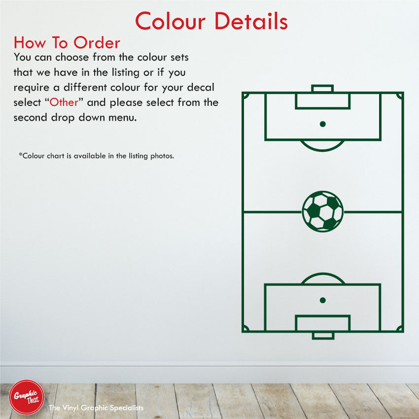 Football Pitch Sports Bedroom Wall Art Sticker Colour Details