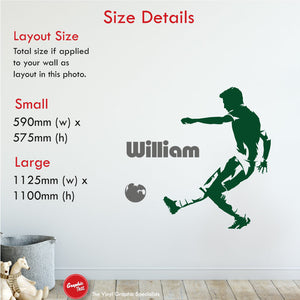 Football Custom Name Boys Bedroom Wall Decal Sizes Small 590x575mm Large 1125x1100mm