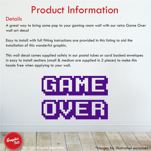 Game Over Retro Gaming Wall Decal