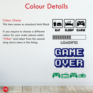 Gaming wall sticker set colour details