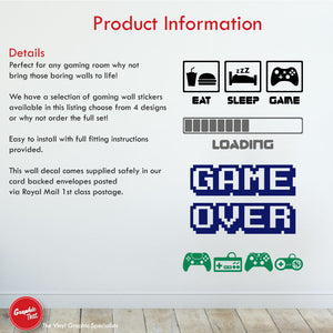 Gaming wall sticker set product information