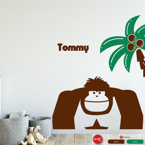 
            
                Load image into Gallery viewer, Gorilla &amp;amp; Palm Tree Personalised Wall Sticker
            
        