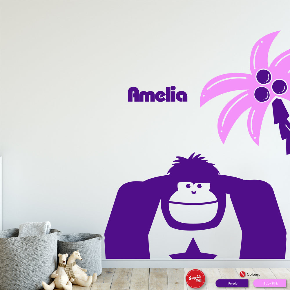 Gorilla & Palm Tree Personalised Wall Sticker