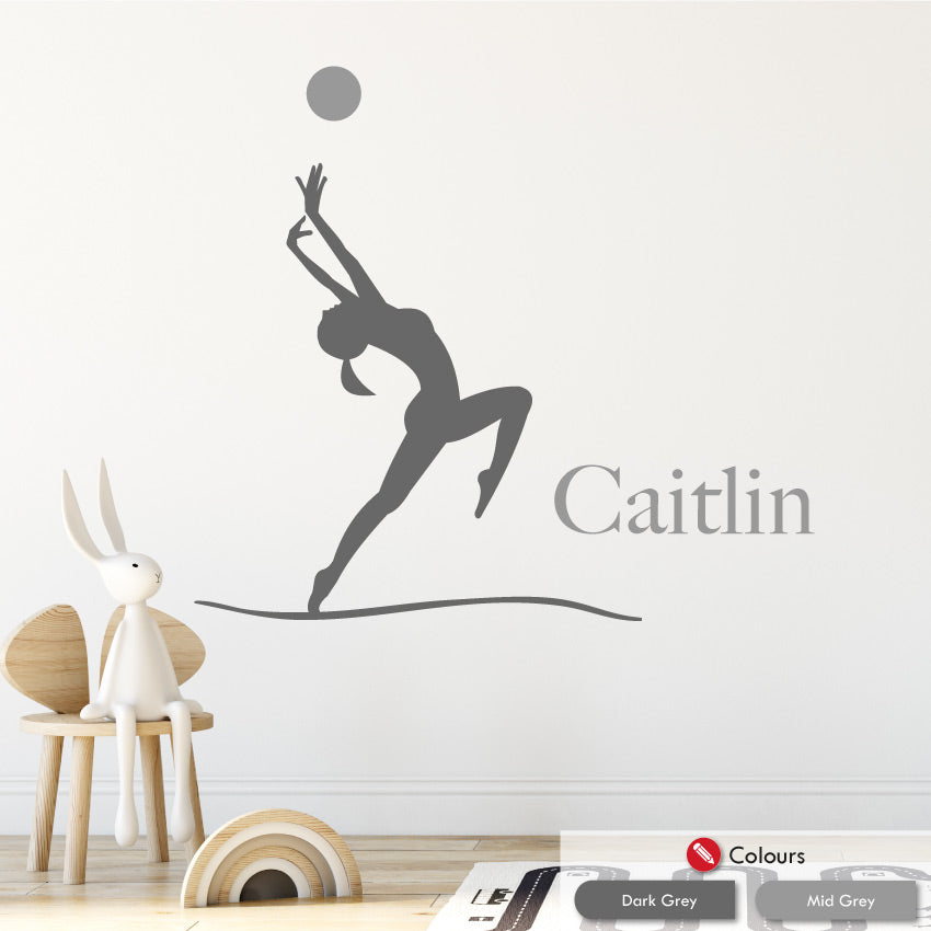 
            
                Load image into Gallery viewer, Gymnastics personalised wall art decal dark grey &amp;amp; mid grey
            
        