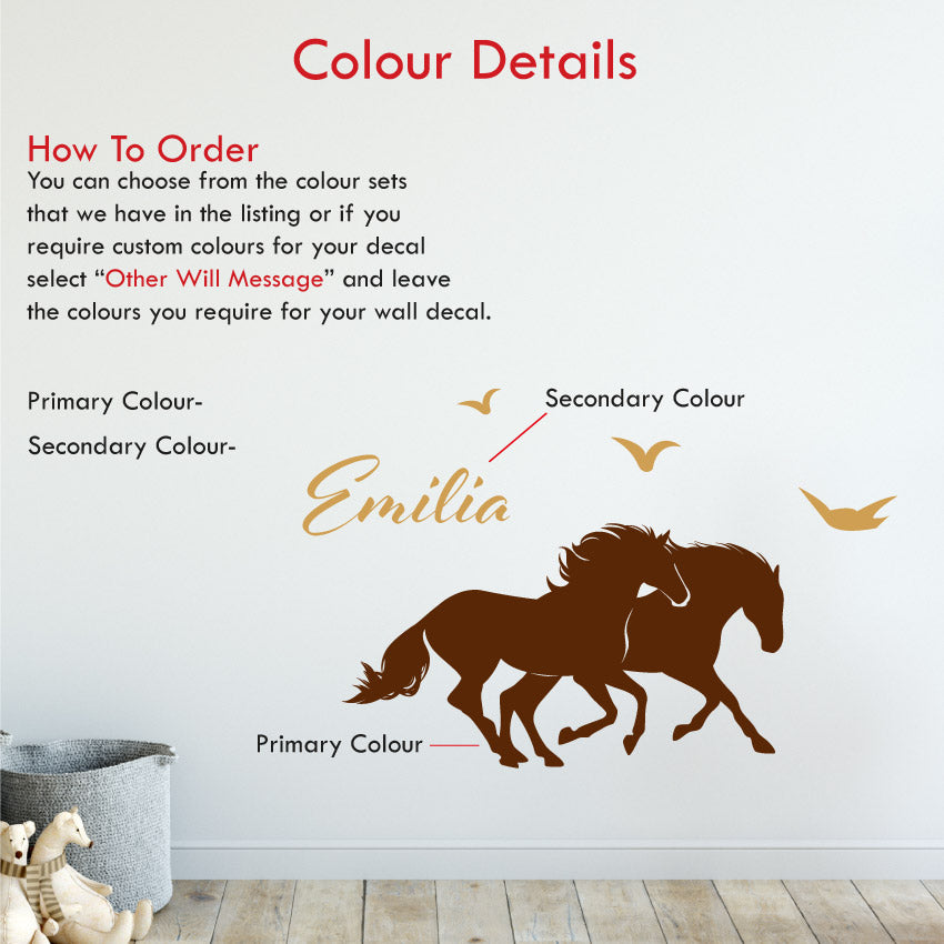Horses personalised wall sticker colour details