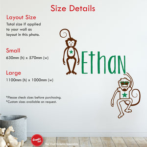 
            
                Load image into Gallery viewer, Monkeys personalised wall decal sizes
            
        