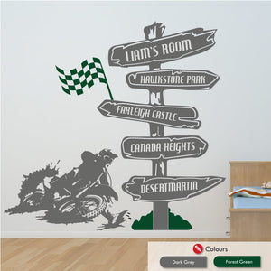 
            
                Load image into Gallery viewer, Motocross Custom Name Wall Art Decal Dark Grey Forest Green
            
        