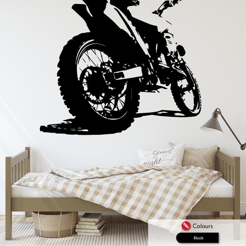 Motocross large dirt bike wall art decal black