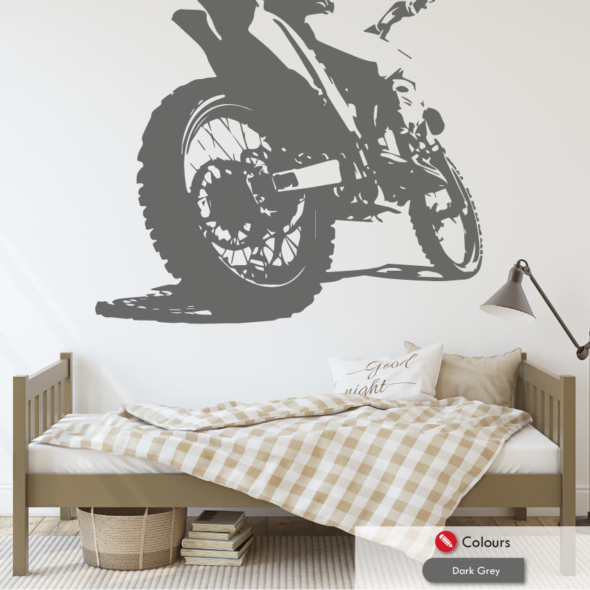 
            
                Load image into Gallery viewer, Motocross large dirt bike wall art decal dark grey
            
        