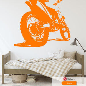 Motocross large dirt bike wall art decal orange