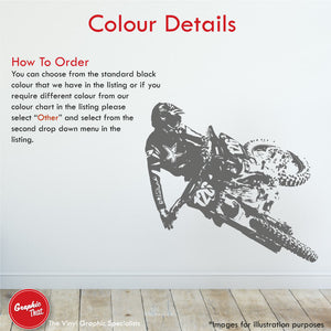 
            
                Load image into Gallery viewer, Motocross wall art decal colour information
            
        