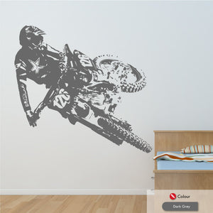 Motocross wall art decal dark grey